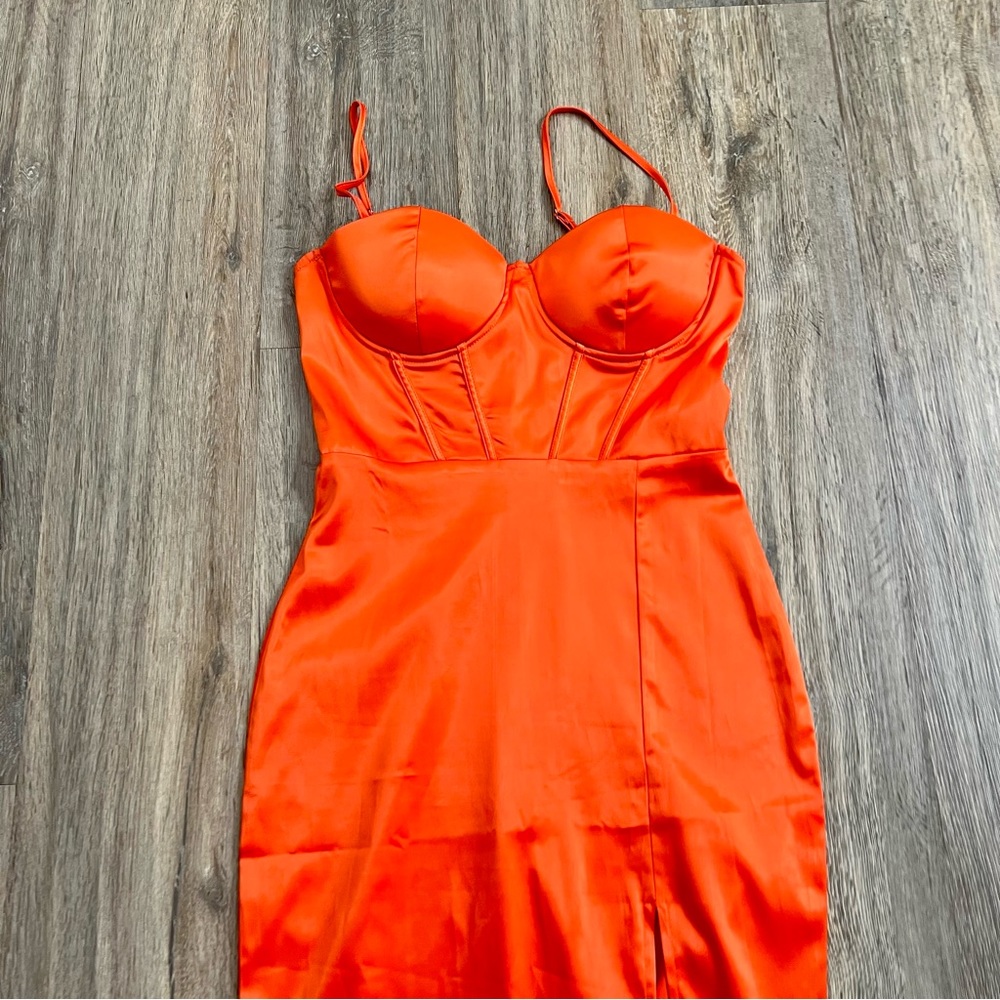 Shein Orange body con Cocktail Dress with built in bra - Picture 4 of 13